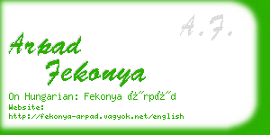 arpad fekonya business card